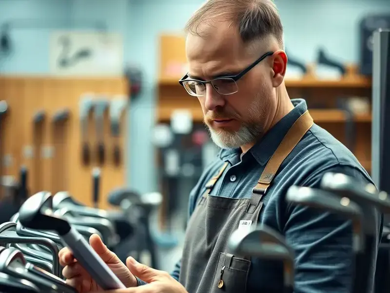 Expert golf equipment fitter at work